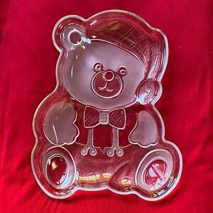 Clear Glass Teddy Bear Holiday Platter